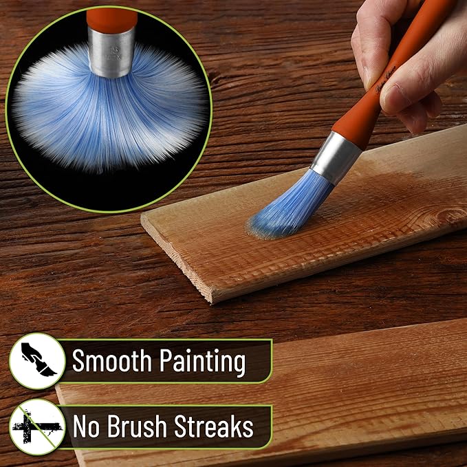 Bates- Trim Paint Brush, 0.75 Inch, Ergonomic Non-Slip Handle, Synthetic Bristles, Trim Brushes for Painting, Rust Color