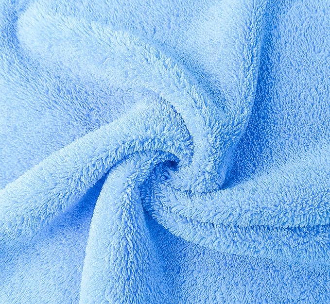 Kyapoo Baby Washcloths 12 Pack 12x12 Inches Microfiber Coral Fleece Extra Absorbent and Soft for Newborns, Infants and Toddlers-Blue