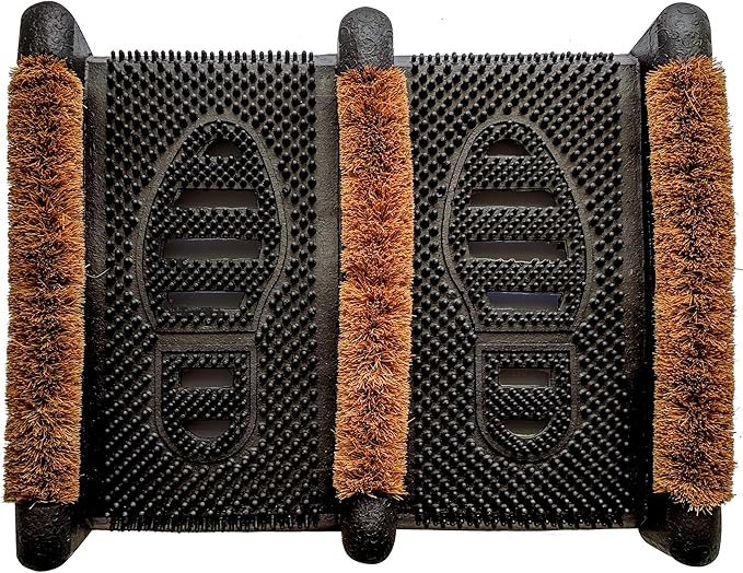 NINAMAR Mud Scrubber Rubber Brush Mat - Scrub & Scrape Muddy Shoes - 2 Pack