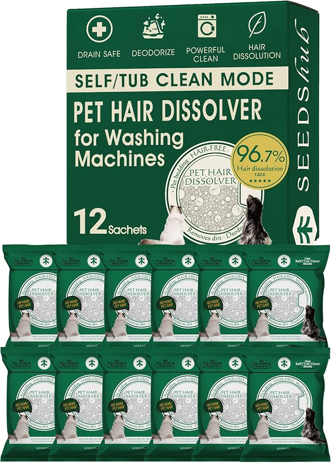 Pet Hair Dissolver for Washing Machine, Pet Hair Remover for Laundry, 96.7% Dissolution Rate, Dog Hair Remover, Cat Hair Remover, Up to 12 Months of Use, HE/Top/Front-Load Compatible, Septic Safe