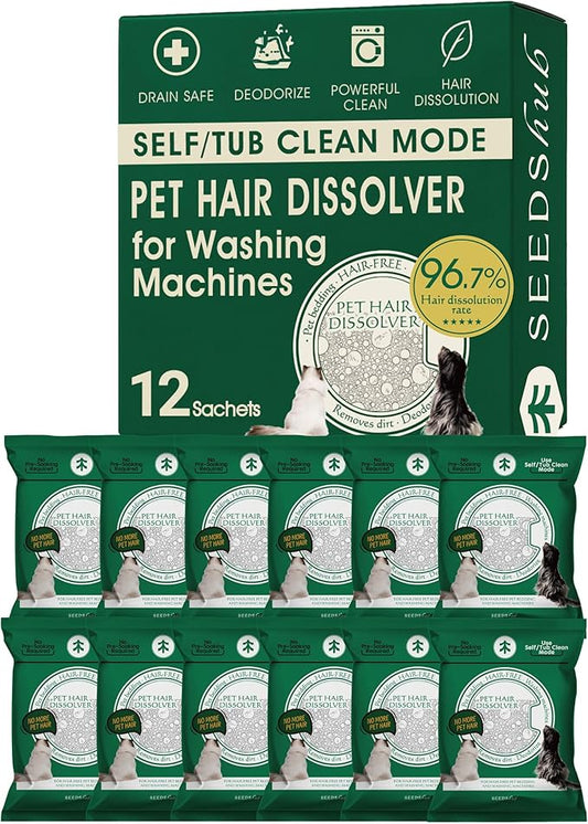 Pet Hair Dissolver for Washing Machine, Pet Hair Remover for Laundry, 96.7% Dissolution Rate, Dog Hair Remover, Cat Hair Remover, Up to 12 Months of Use, HE/Top/Front-Load Compatible, Septic Safe