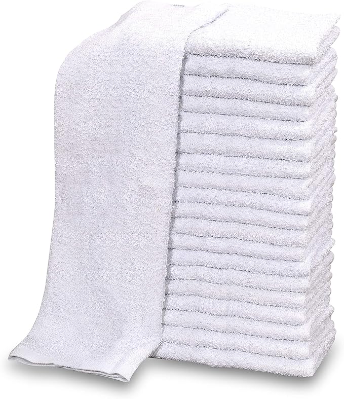 GOLD TEXTILES 120 PC New Cotton Blend White Restaurant Bar Mops Kitchen Towels 28oz (10 Dozen) (120, White)