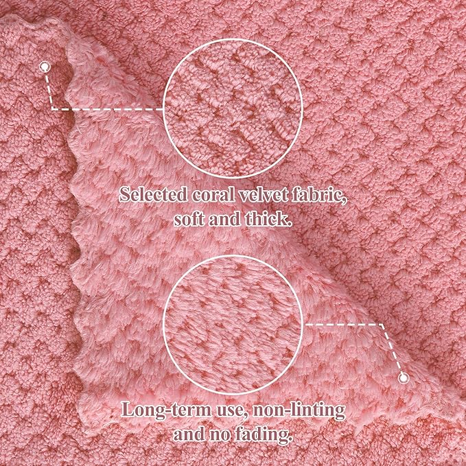 Homaxy 12 Pack Kitchen Dish Cloths, Ultra Soft and Absorbent Dish Towels, Reusable Fast Drying Microfiber Cleaning Cloth, Coral Velvet No-lint Cleaning Rags, 10 x 10 inches, Mix Color