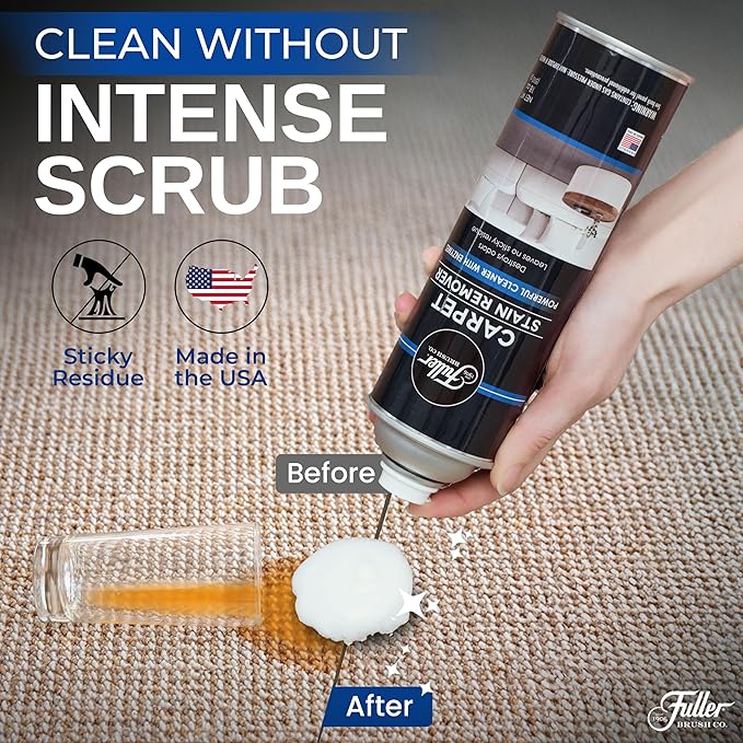 Fuller Brush Carpet Stain Remover – 18 oz Enzyme Foam Spot Cleaner for Carpets, Rugs & Upholstery – Removes Pet Stains, Coffee, Wine, Grease – Odor Eliminating (Pack of 3)