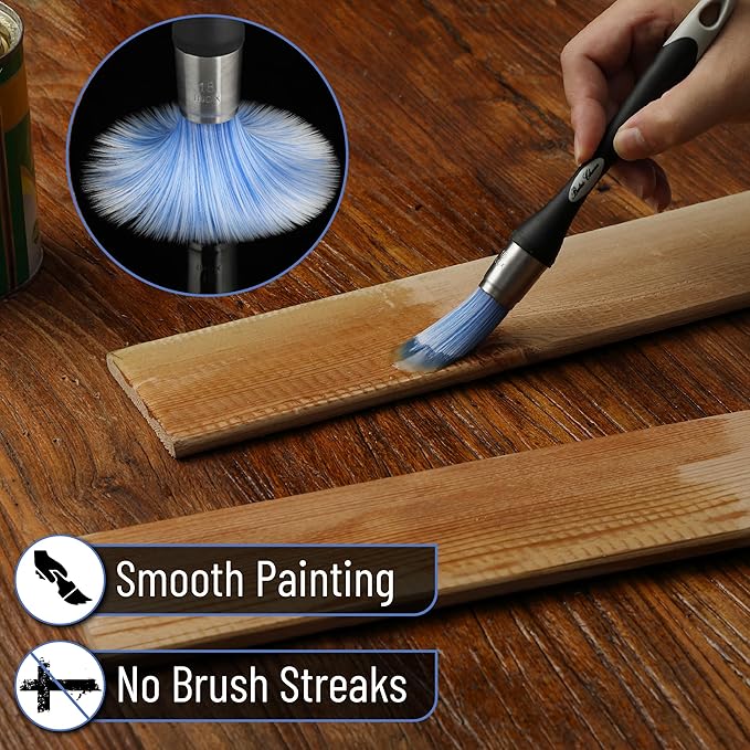 Bates- Trim Paint Brush, 2 pcs, 0.75 Inch, Black & Gray Ergonomic Non-Slip Handle, Synthetic Bristles, Trim Brushes for Painting