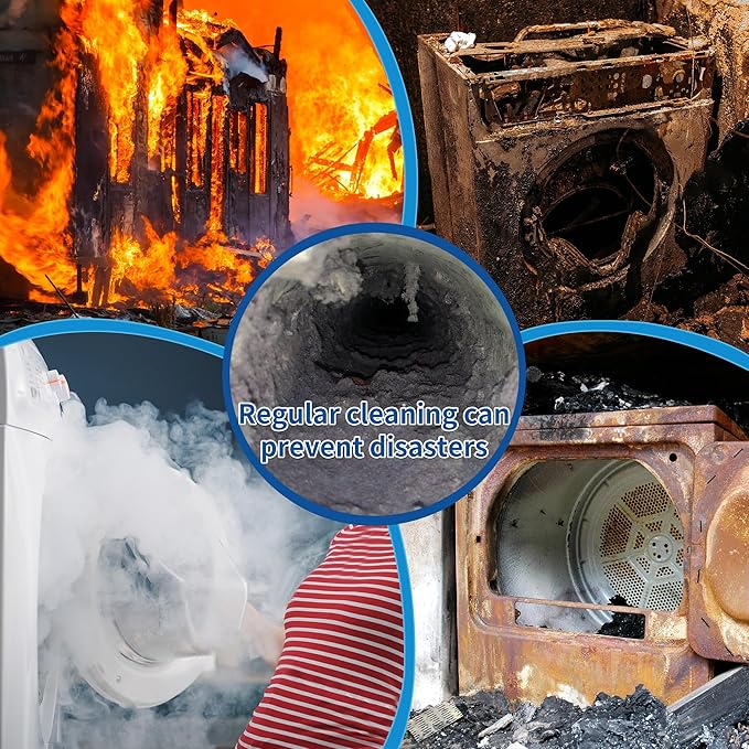 35 Feet Dryer Vent Cleaning Brush Kit, Multi-Scene Durability Chimney Brushes with Flexible Nylon Rod and Glove, Multi-Purpose lint Cleaning Brush for Drill, fireplaces, Ventilation ducts