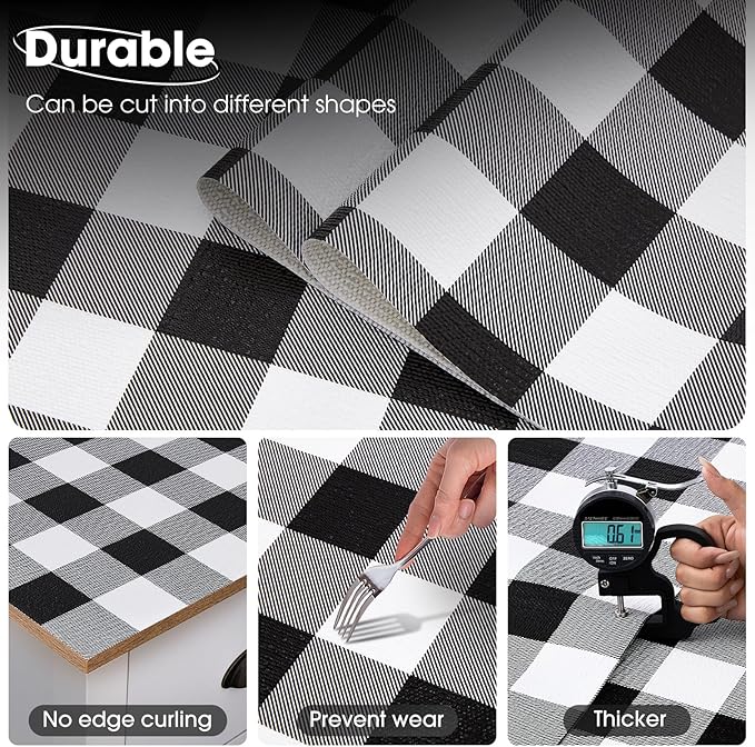 Drawer and Shelf Liner, Non-Slip Kitchen Cabinet Liners Non-Adhesive Thick Strong Grip Waterproof Washable Mats Protect Dresser Shelves Cupboard Bathroom Cabinets, Buffalo Plaid, 24 in X 10 FT