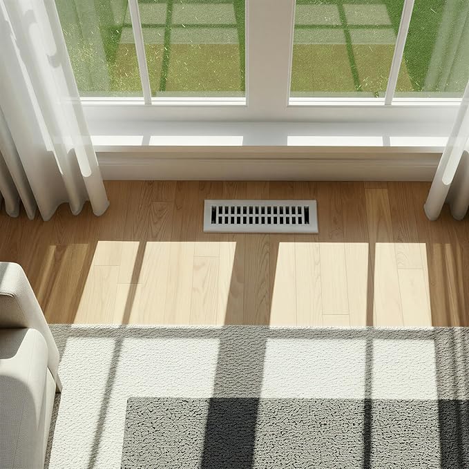 Empire Register Co, Premium Home Vent Covers - 2x10 inch, Modern Contemporary Design, White Finish, Heavy Duty Air Flow Direction Floor Registers, Metal Damper Attached