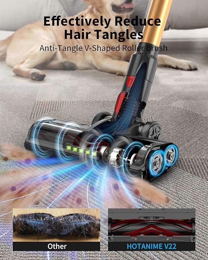 Cordless Vacuum Cleaner, 650W 50KPa 70‑Min Powerful Stick Vacuum, Self-Standing Lightweight Cordless Vacuum for Home, Pet Hair, Hardwood Floors, Carpet & Car, LED Touch Display