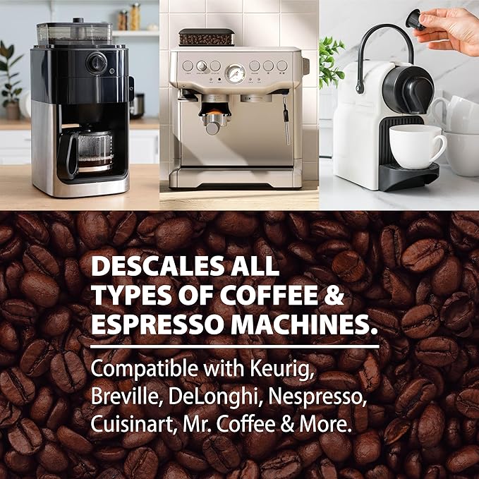 HARRIS Coffee Machine Descaler Descaling Solution - 32 Fl. Oz. (8 Uses) Compatible with Keurig,Nespresso,Breville,Delonghi, Jura Ninja - Espresso Coffee Maker Cleaner, Limescale Remover