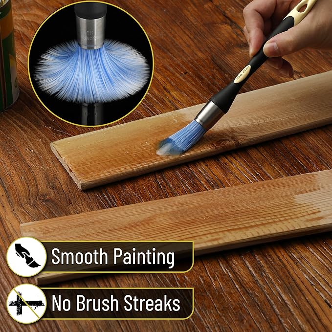 Bates- Trim Paint Brush, 0.75 Inch, Ergonomic Non-Slip Handle, Synthetic Bristles, Trim Brushes for Painting, Black & Cream