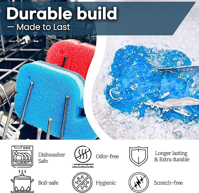 5 Pack Multipurpose Dual Sided Triple Layer Dish Sponges Kitchen | Boil Safe Scratch Free Odor Resistant Extra Durable | Flexible and Durable Design for Long Lasting Use (5, Whale)