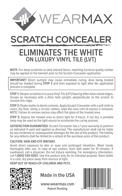 WearMax® Scratch Concealer for Luxury Vinyl Tile (LVT) Flooring - Scratch Repair Touch-up & Remover