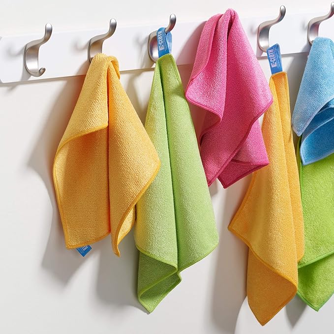E-Cloth Microfiber Cloth 12-Pack, World's Leading Premium Microfiber Cleaning Cloth, Twice as Durable as Competition, 1 Year Guarantee, Ideal for Kitchen, Countertops, Sinks, and Bathrooms, Assorted