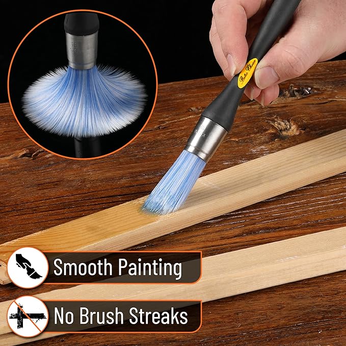 Bates- Trim Paint Brush, 0.75 Inch, Black & Orange Ergonomic Non-Slip Handle, Synthetic Bristles, Trim Brushes for Painting