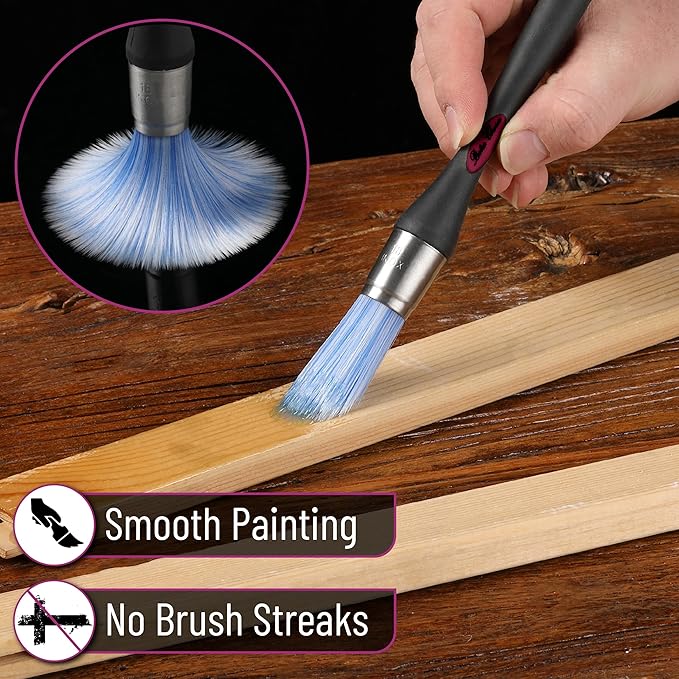 Bates- Trim Paint Brush, 0.75 Inch, Ergonomic Non-Slip Handle, Synthetic Bristles, Trim Brushes for Painting, Black & Dusty Rose