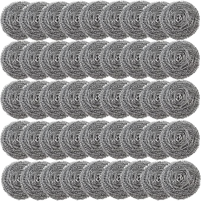 48 Pack Stainless Steel Scourers Sponges,Steel Wool scrubbers for stoves, pots, Cooker Hoods, etc. That are Difficult to Clean (48 Pack-Small 10 gram)