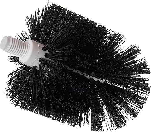Carlisle Flo-Pac Floor Drain Brush Head (only), 6-3/4"L x 6" Dia, Threaded Handle Hole, Polypropylene bristles, Black, BPA-Free, 4014800