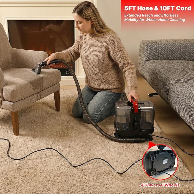 Shop-Vac Portable Carpet Cleaner Machine with 212℉ Steam & Heating System, 4 Cleaning Modes Upholstery Cleaner with Versatile Tools for Car, Rug, Couch, Bathroom, Kitchen Messes, 5430270