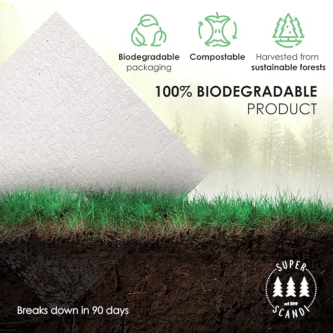 SUPERSCANDI 5 Pack Swedish Dishcloths for Kitchen - 100% Biodegradable & Compostable Reusable Paper Towels Washable, Food-Safe & Without Plastic - Dish Rags Suitable for Any Surface, Moon Black