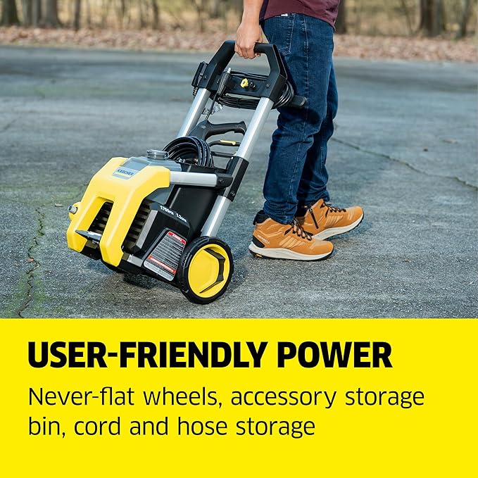 Kärcher Pressure Washer K1700, CETA Certified, 3 Spray Nozzles, Detergent Tank, for Cars, Driveways, Siding, Patios, 1.2 max. GPM