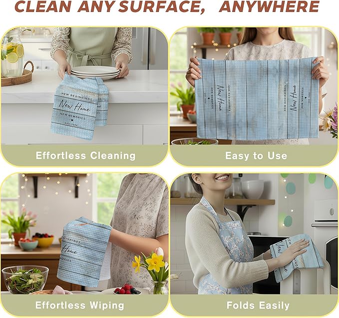 New Home Gift Coastal Kitchen Towels with Saying, Beach Themed Decorative Hand Towel, Housewarming Gift Ideas for New Homeowners, Cute Funny Hand Towels Bathroom Kitchen 16x24 Inch-b06