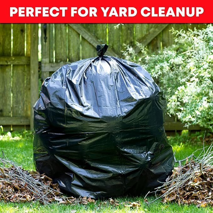 Tasker 95-96 Gallon Trash Bags Heavy Duty 2 Mil Contractor (Value-Pack 25 Bags w/Ties) Extra Large Contractor Trash Bags 90-100 Gallon Garbage Bags