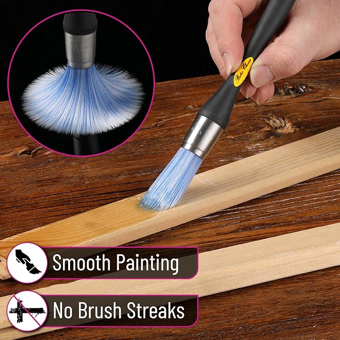 Bates- Trim Paint Brush, 2 pcs, 0.75 Inch, Black & Orange Ergonomic Non-Slip Handle, Synthetic Bristles, Trim Brushes for Painting