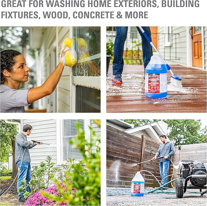 SIMPSON Cleaning 88281 Cleaner, Concentrated Soap Solution for Pressure Washers and Spray Bottles, Use on Concrete, Vinyl Siding, Appliances, Windows, Cars, Fences, Decks, Blue, 1 Gallon (Pack of 2)