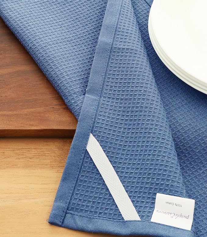 PurpleEssences Waffle Weave Kitchen Towel, 100% Cotton, 15x25 Inch, with Hanging Loop Ultra Soft Absorbent Quick Drying Dish Cloth, Tea and Hand Towels, 4 Pack - Christmas Holiday Winter - Smoky Grey