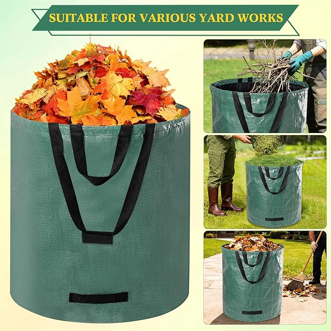 Reusable Yard Waste Bags, 2 Pack 72 Gallon Heavy Duty Lawn Leaf Garden Bag with Extension Layer, Handle & Shoulder Strap, Foldable Leaf Bags for Leaves Lawn Trash