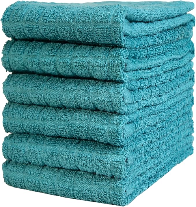 Premium Kitchen Towels (16”x 28”, 6 Pack) | Cotton Kitchen Hand Towels | Dish Towels | Kitchen Towels | Highly Absorbent Tea Towels Set | Aqua