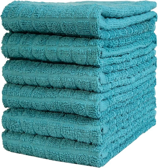 Premium Kitchen Towels (16”x 28”, 6 Pack) | Cotton Kitchen Hand Towels | Dish Towels | Kitchen Towels | Highly Absorbent Tea Towels Set | Aqua