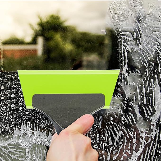 Small Squeegee Car Window Squeegee Silicone Squeegee for Window Door Bathroom Mirror,Car Wrapping Scraper Tool (Green)