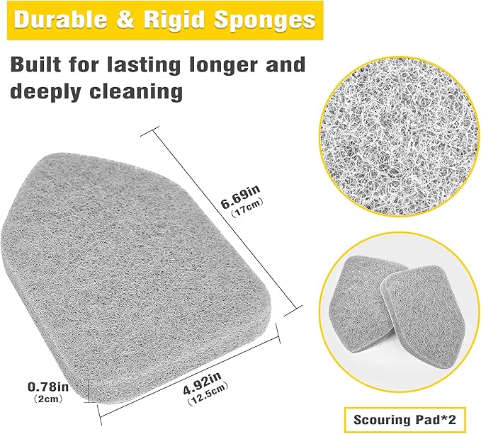NEWE Shower Scrubber Refill Pads, Tub Tile Scrubber Replacement Head for Cleaning Bathroom Bathtub Sink Toilet (2pcs Scouring Pad)