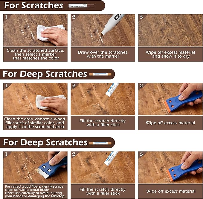 Oriflame Wood Furniture Repair Kit: 12-Color Furniture Markers Touch Up & 12-Color Wood Filler Sticks for Scratches/Stains/Cracks/Holes in Floors/Table/Cabinets/Door(Hardwood/Laminate)