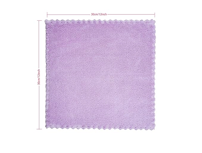 Kyapoo Baby Washcloths 12 Pack 12x12 Inches Microfiber Coral Fleece Extra Absorbent and Soft for Newborns, Infants and Toddlers-Purple