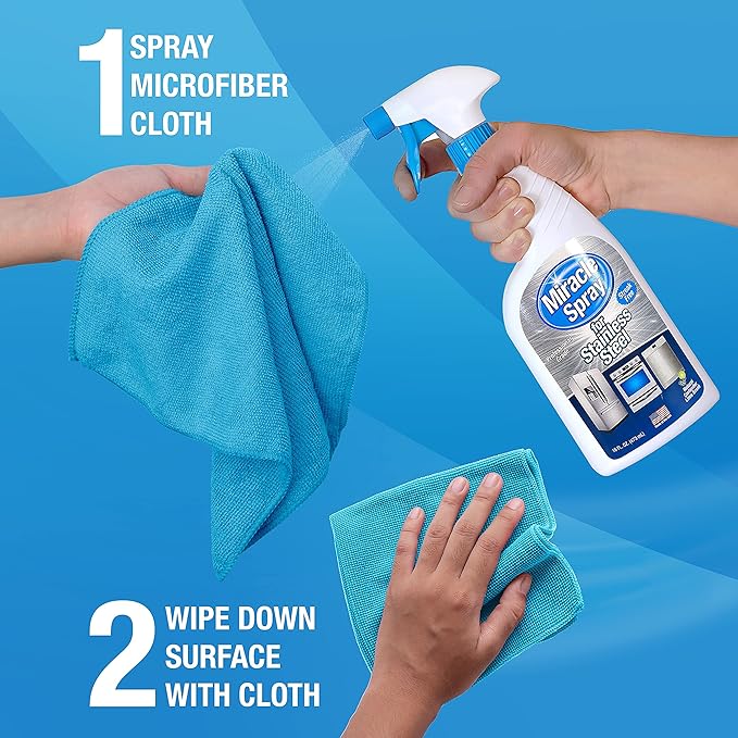 MiracleSpray for Stainless Steel, Cleaning Spray, Removes Fingerprints and Smudges From Oven, Refrigerator, Microwave, Sink, Hood, and Grill, 16 Ounce