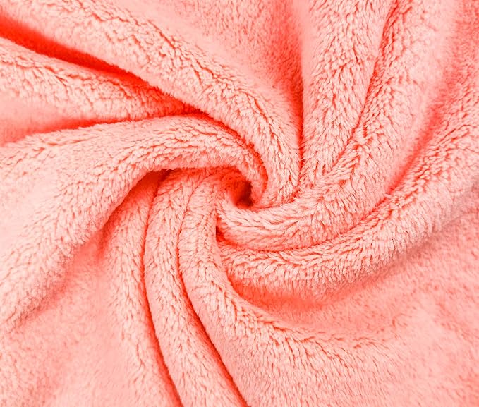 Kyapoo Baby Washcloths 12 Pack 12x12 Inches Microfiber Coral Fleece Extra Absorbent and Soft for Newborns, Infants and Toddlers-Pink