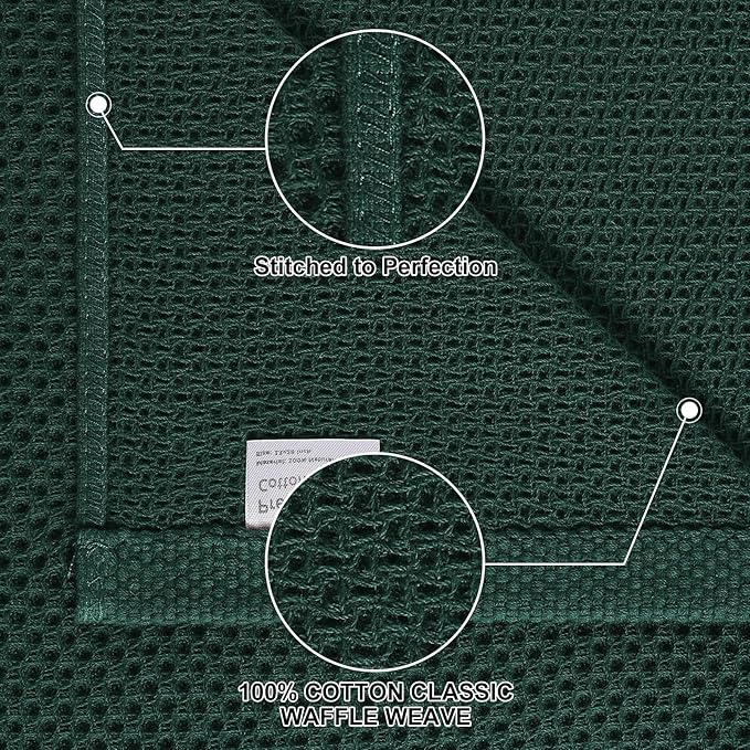 Homaxy 100% Cotton Kitchen Towels and Dishcloths Set, 12 x 12 Inches and 13 x 28 Inches, Set of 16 Bulk Kitchen Towels Set, Ultra Soft Absorbent Dish Cloths for Washing Dishes, Blackish Green