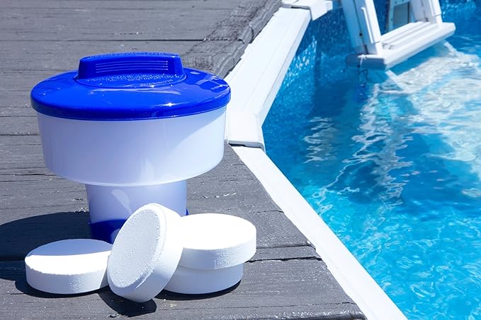 HYDROTOOLS BY SWIMLINE 8725 Large Capacity Pool & Spa Chemical Dispenser | Compatible With Bromine & Chlorine Supports 1-3’’ Tablets | Adjustable Control Ring For Customizable Flow Rate