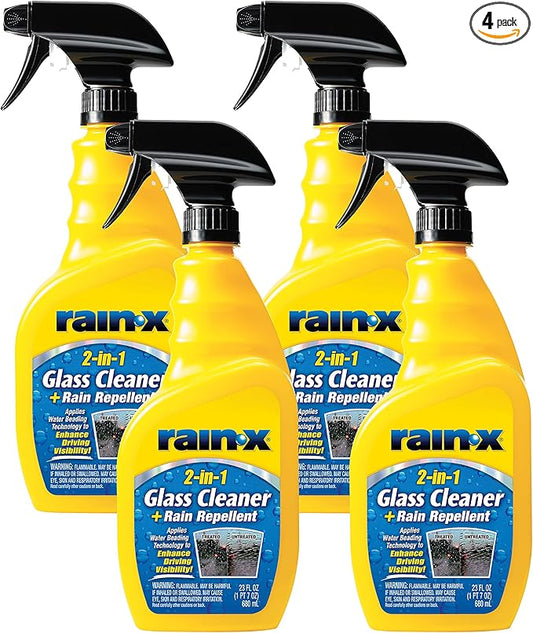 Rain-X 5071268-4PK Glass Cleaner + Rain Repellent, 23 oz. (Pack of 4)