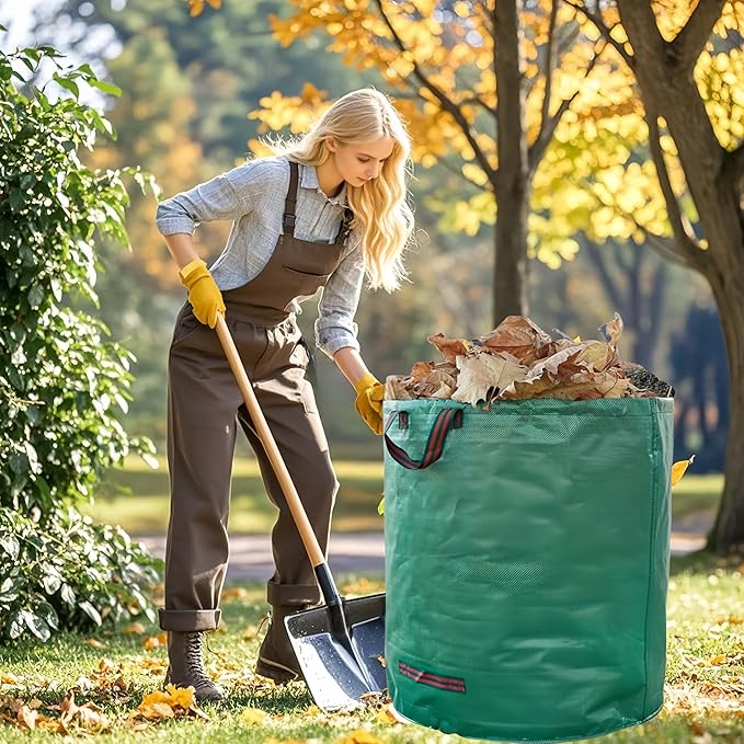 4 Pack 137 Gallons Reusable Yard Waste Bags, Heavy Duty with Double Bottom Layer & 4 Reinforced Handles, Extra Large Leaf Lawn and Garden Waste Bags for Debris, Grass Clipping