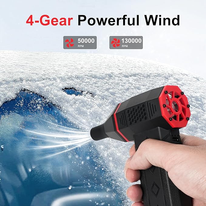 Rechargeable air Duster, 130,000 RPM Cordless Rechargeable air Blower, for Cleaning Electronics and Keyboards, Computers, Cars, Home use, Outdoor Inflation, Snow Removal, and Leaves