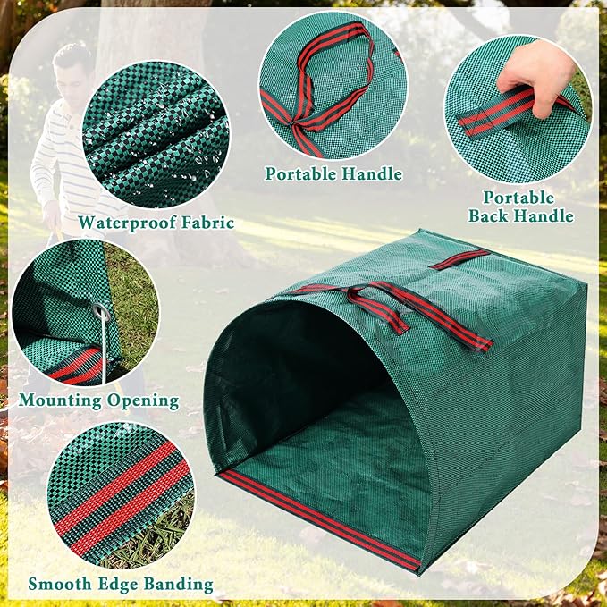 2 PCS 40 Gallon Leaf Collector - Heavy Collapsible Lawn & Leaf Bags, Leaves Pick up Tool Reusable Yard Waste Bags, Large Yard Dustpan Type Garden Bag for Leaves, Debris, Lawn Trash, Clippings, Grass
