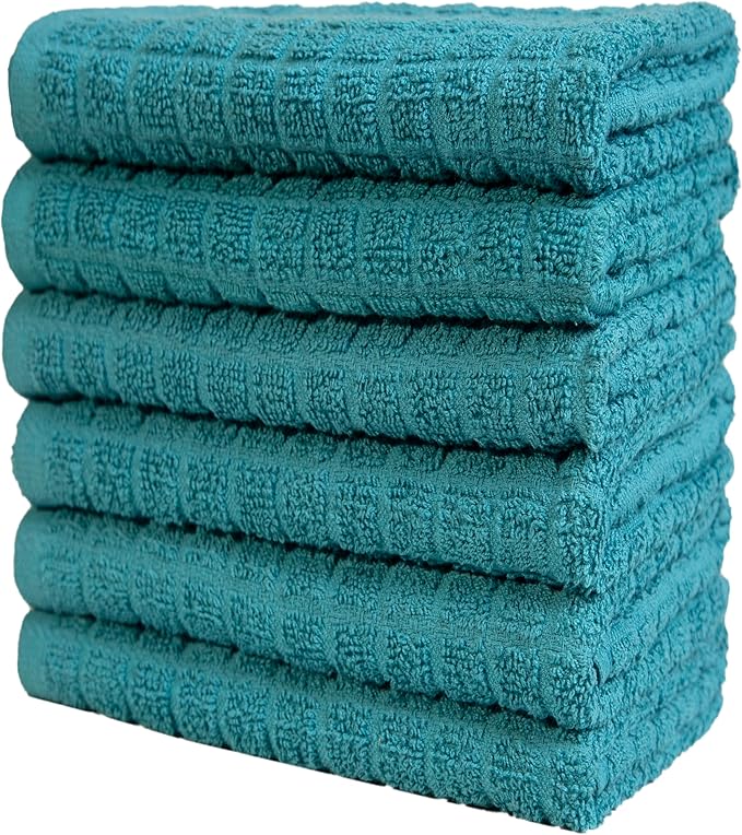 Premium Kitchen Towels (16”x 28”, 6 Pack) | Cotton Kitchen Hand Towels | Dish Towels | Kitchen Towels | Highly Absorbent Tea Towels Set | Aqua
