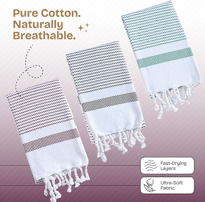 Multi Color Kitchen Towels 16x26 Inch, 12 Pack, 100% Cotton, Ultra Absorbent, Fast Dry, Machine Washable, Drying Dishes, Cleaning, Everyday Use - Burgundy, Black, Green