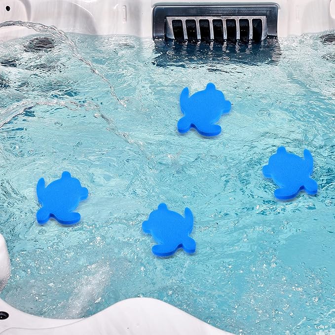 Chuangdi 24 Pieces Hot Tub Sponge, Turtle Oil Scum Absorbing Absorber for Spa and Swimming Pool (Blue)
