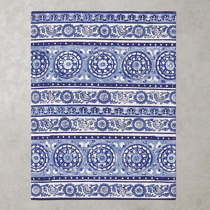 Maison d'Hermine Kitchen Towels Set of 3 100% Cotton 27.50" x 20" Reusable Cloth Tea Dish Towels Absorbent with Hanging Loop for Kitchen, Home, Dining, Cocktail Parties Spring/Summer (Melodie Bleue)