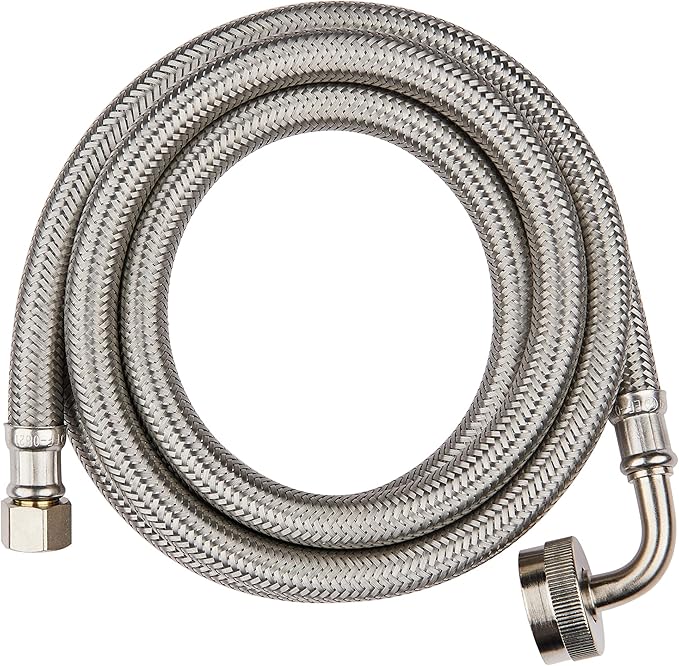 EFIELD 10 Feet Length Dishwasher Hose with 90 Degree FGH Elbow, Water Supply Line, Premium Braided Stainless Steel,(HOSE061)
